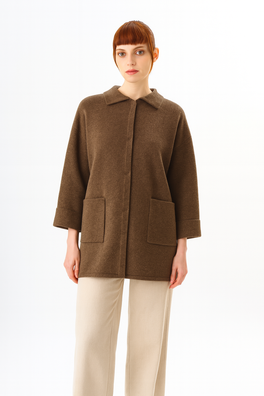 Cappotto in lana con collo a camicia - immagine 2