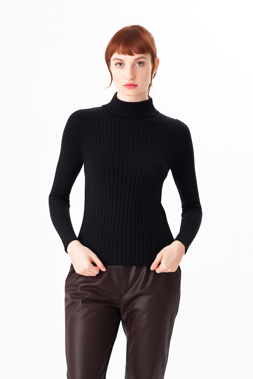 Dolcevita in viscosa elasticizzata a costine - immagine 2