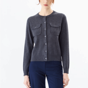 Cardigan con tasche frontali in misto lana