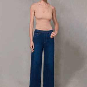 Jeans Palazzo Blu Denim con Elastico in Vita