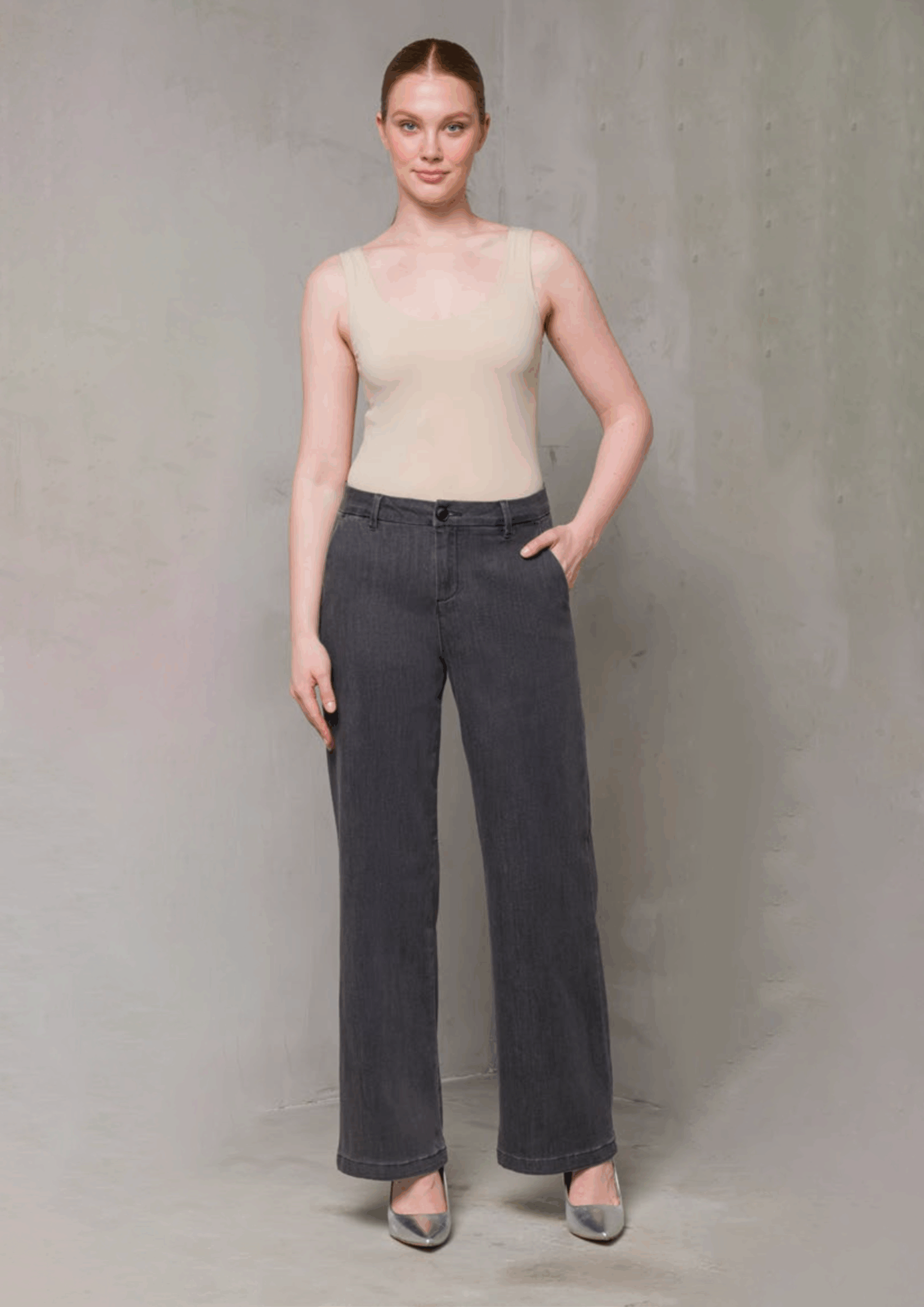 Jeans palazzo grigio antracite