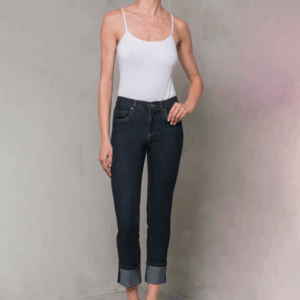 Jeans con risvolto blu